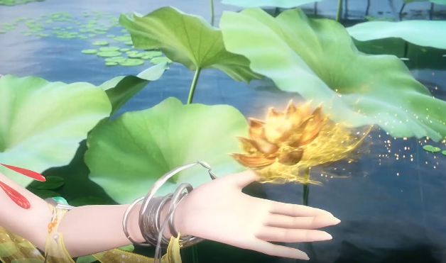 <b>触发彩色圣莲的收成前往莲梦花池消耗神华莲叶进行探险</b>