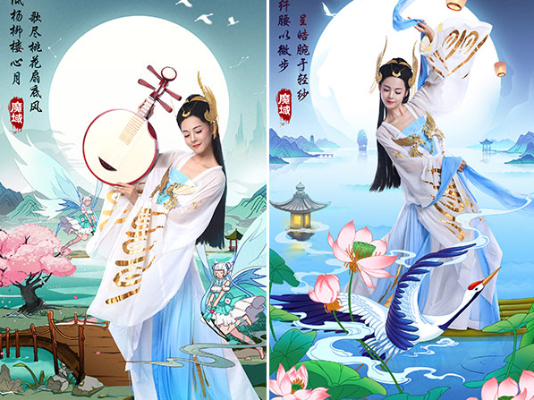 文君甄洛着服清淡不染凡尘;或如飞燕玉环花中牡丹不让群芳